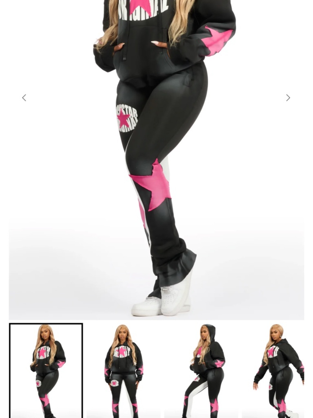 Black & Pink Star-Panel Jogger Pants